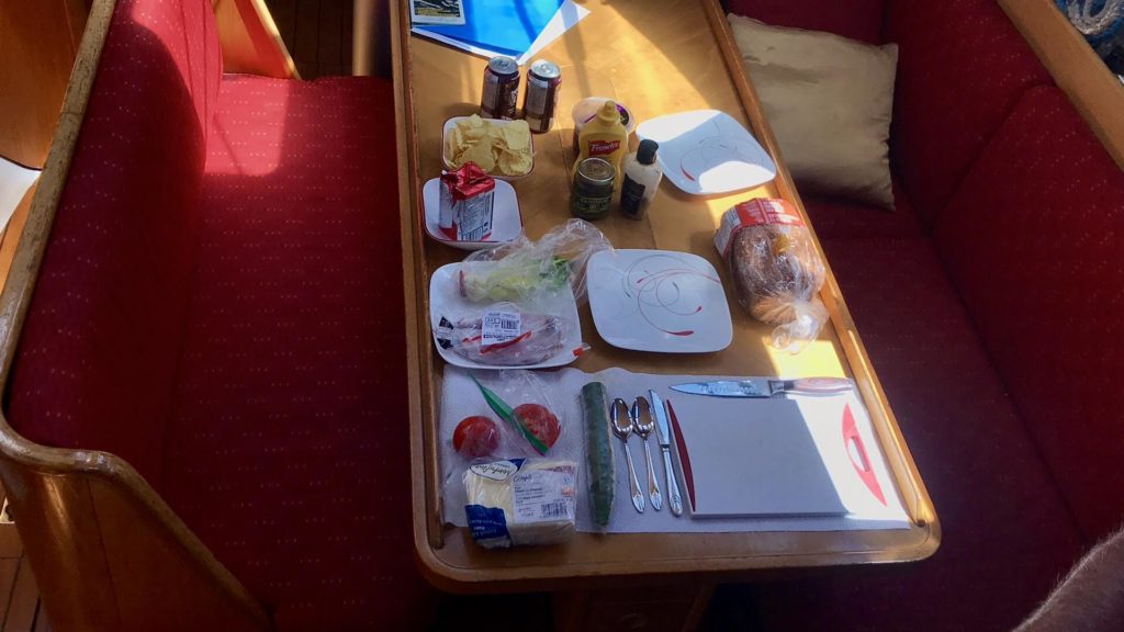 A lunchtime feast on board